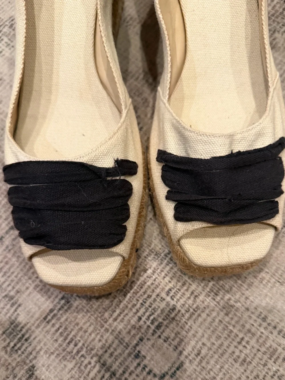 Castañer Bette espadrille wedges cream and black size 40 Made in Spain